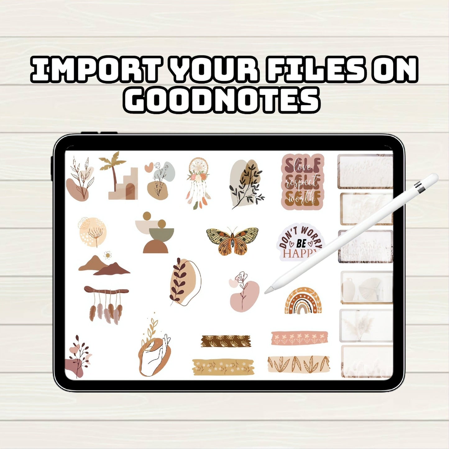 Aesthetic Boho Digital Planner Digital Stickers - 200+ Stickers, Goodnotes file, Pre-Cropped Individuals, PNGs Stickers, Pre-cropped IPad - Digital Agenda Co.