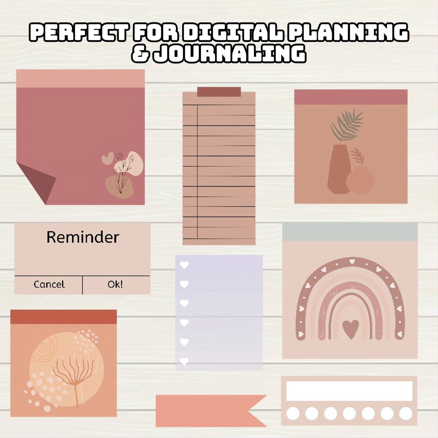 Aesthetic Boho Digital Planner Digital Stickers - 200+ Stickers, Goodnotes file, Pre-Cropped Individuals, PNGs Stickers, Pre-cropped IPad - Digital Agenda Co.