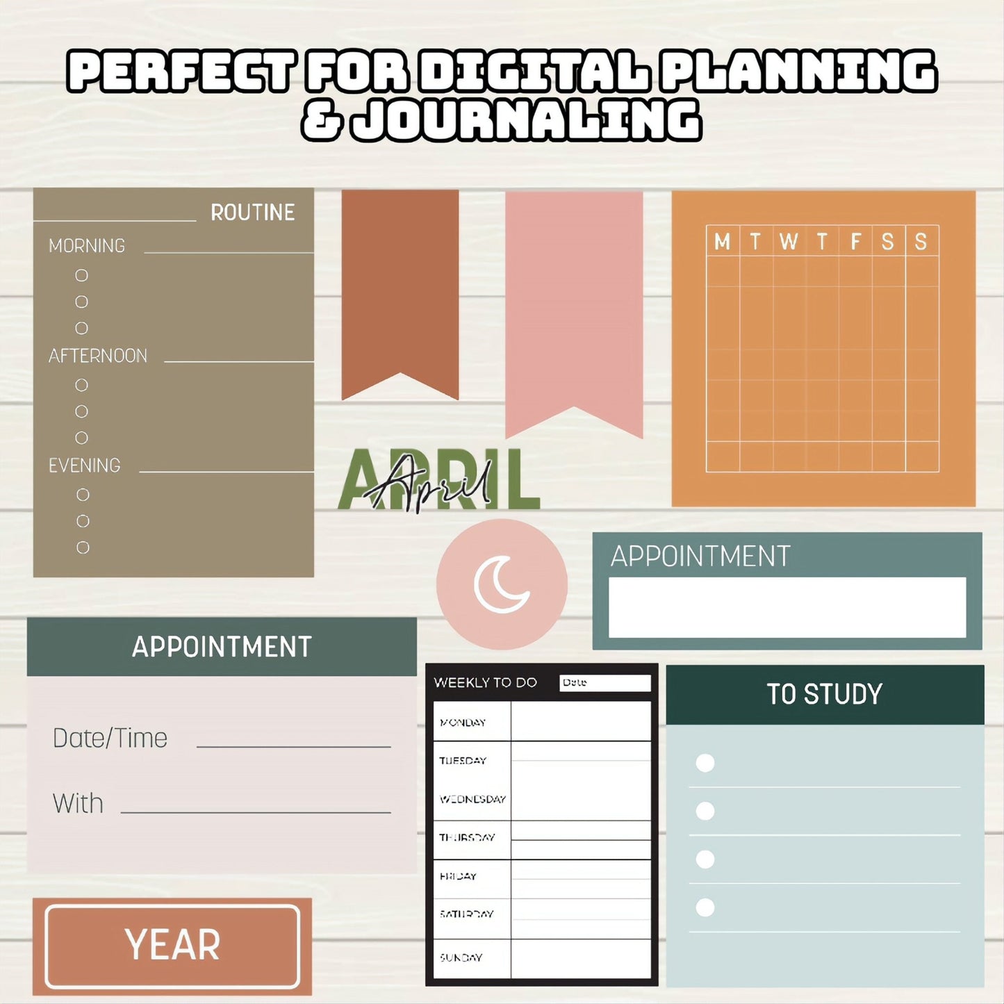 Boho Digital Planner Digital Stickers - 300+ Stickers, Goodnotes file, Pre-Cropped Individuals, PNGs Digital Stickers, Pre-cropped IPad - Digital Agenda Co.