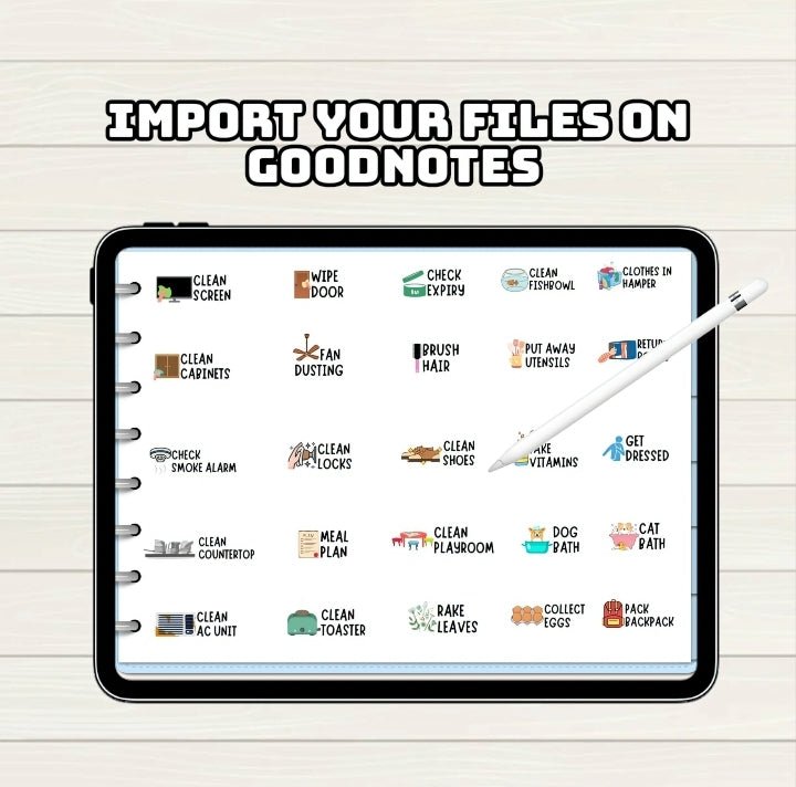 Chores Digital Stickers - 150+ Stickers, Goodnotes file, Pre-Cropped Individuals, PNGs Digital Stickers, Pre-cropped iPad Stickers - Digital Agenda Co.