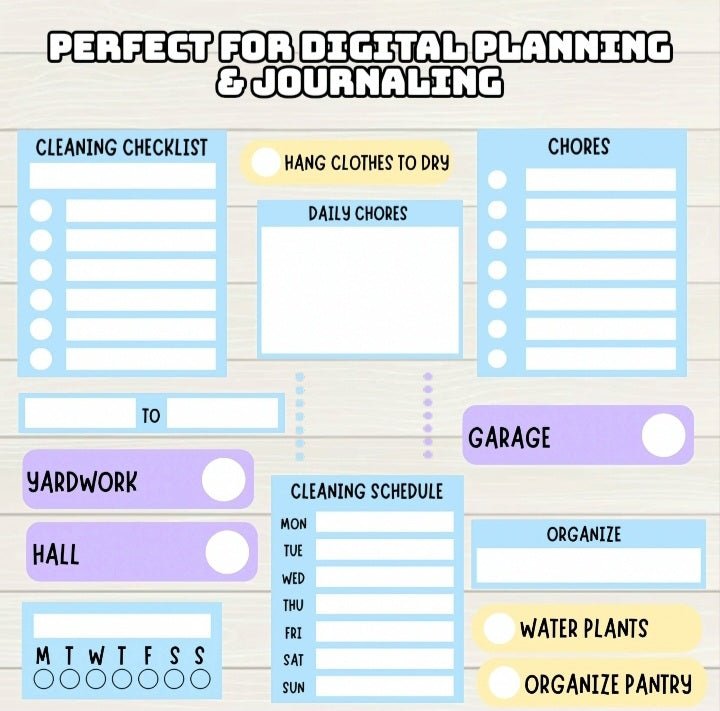 Chores Digital Stickers - 150+ Stickers, Goodnotes file, Pre-Cropped Individuals, PNGs Digital Stickers, Pre-cropped iPad Stickers - Digital Agenda Co.