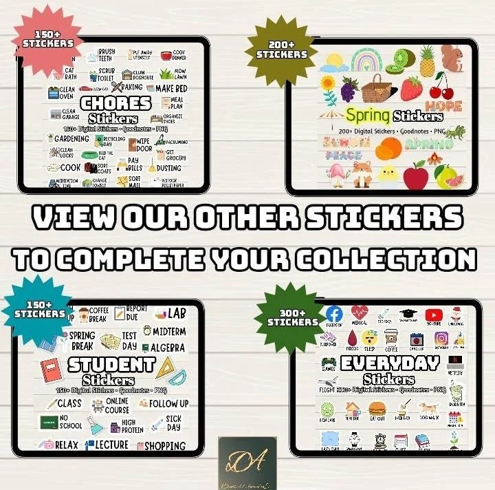 Fall Autumn Digital Planner Digital Stickers - 200+ Stickers, Goodnotes file, Pre-Cropped Individuals, PNGs Digital Stickers, Pre-cropped iPad Stickers - Digital Agenda Co.