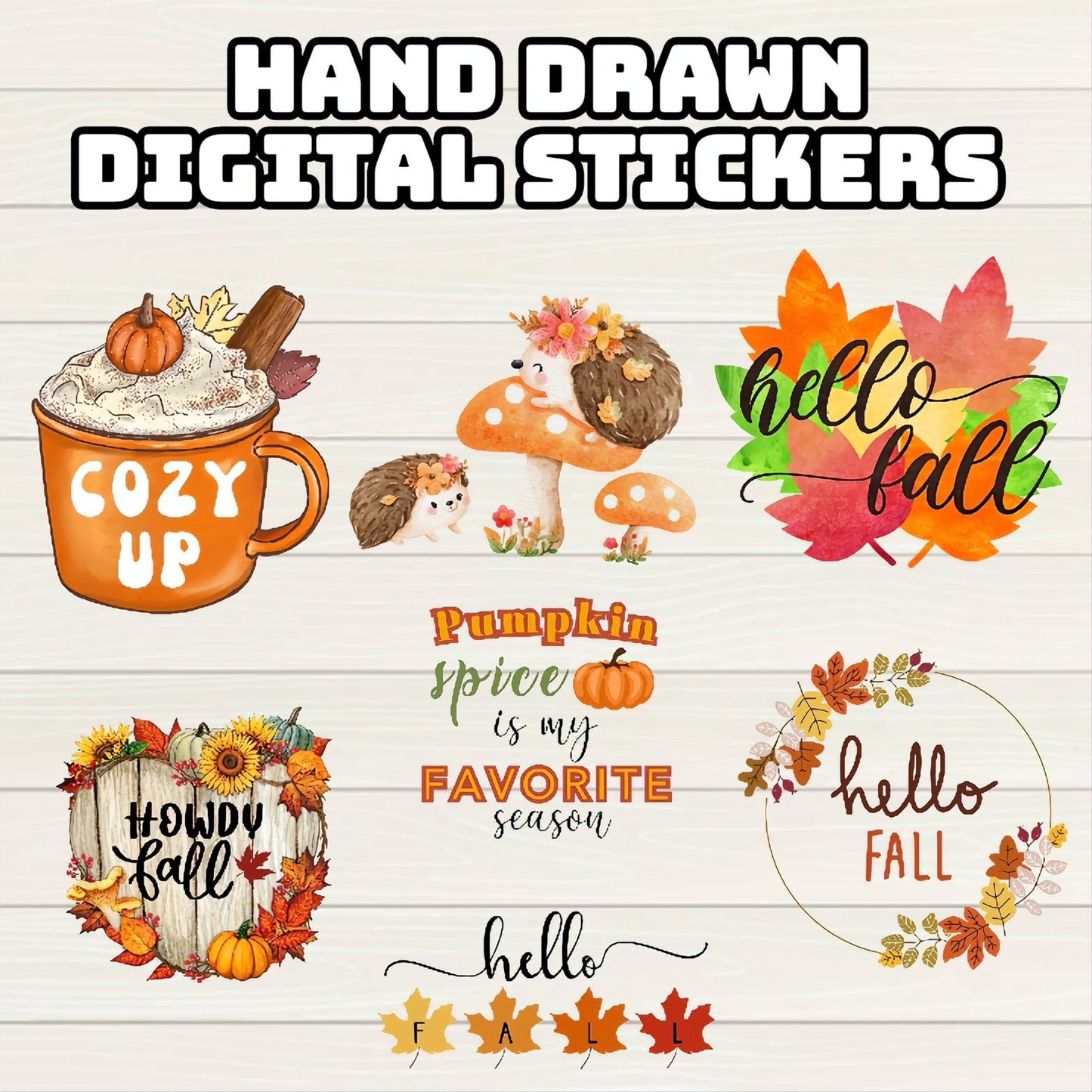 Fall Autumn Planner Digital Stickers - 200+ Stickers, Goodnotes file, Pre-Cropped Individuals, PNGs Digital Stickers, iPad Stickers - Digital Agenda Co.