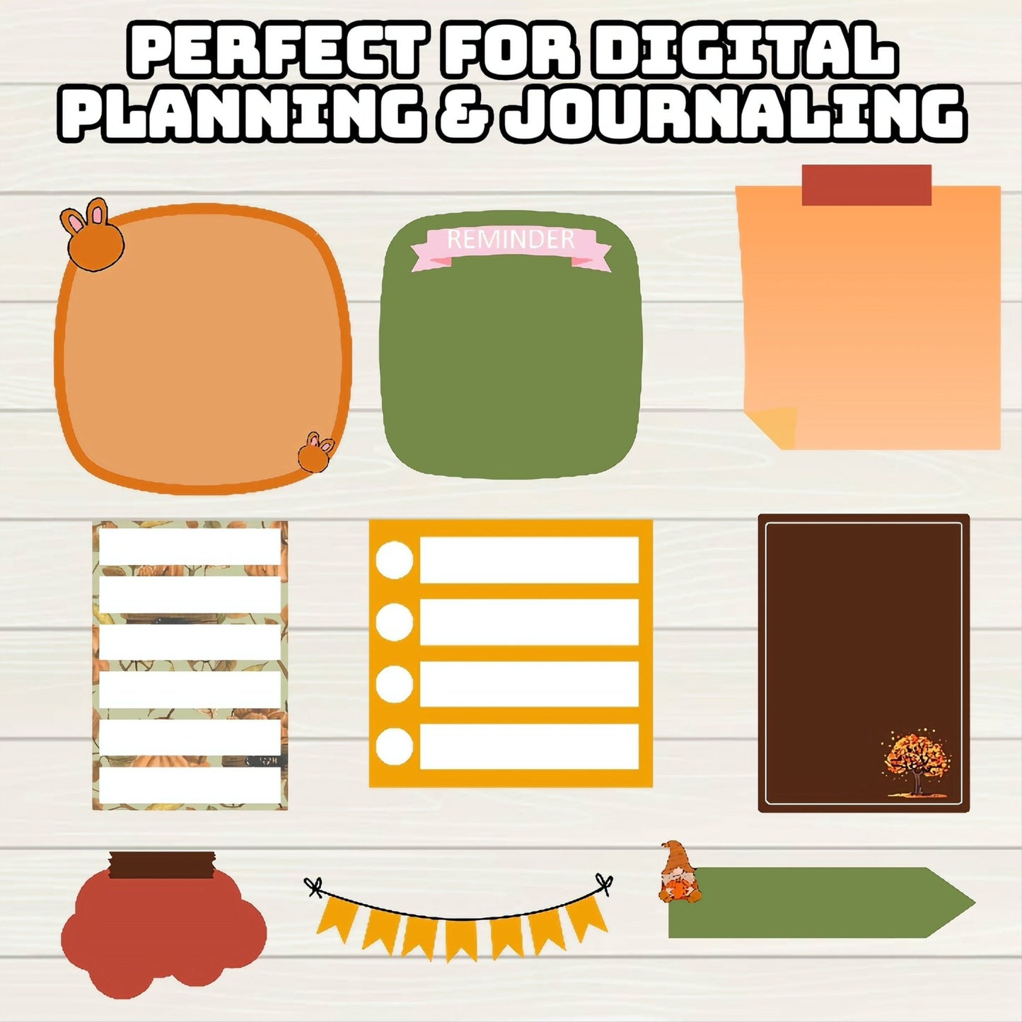 Fall Autumn Planner Digital Stickers - 200+ Stickers, Goodnotes file, Pre-Cropped Individuals, PNGs Digital Stickers, iPad Stickers - Digital Agenda Co.