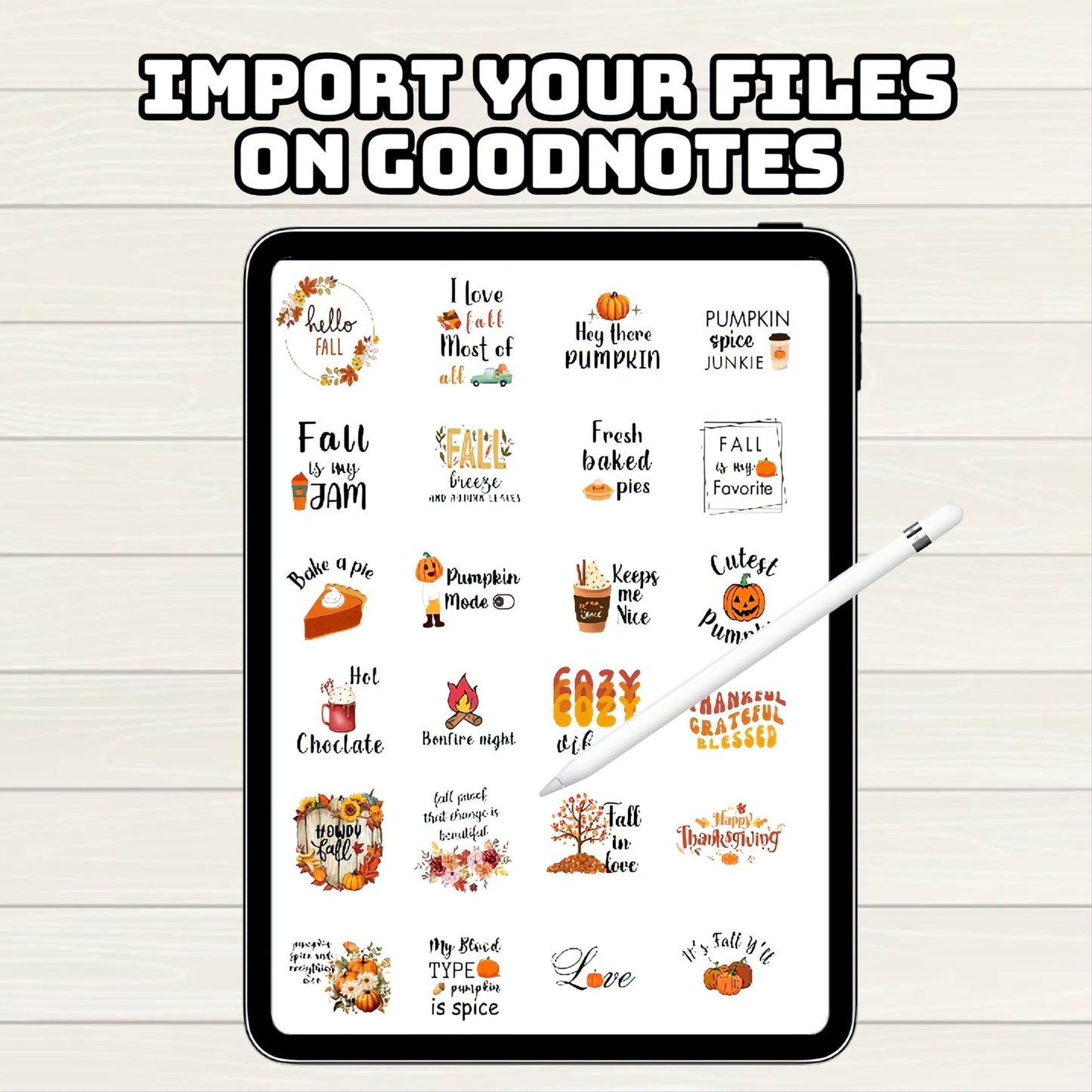 Fall Autumn Planner Digital Stickers - 200+ Stickers, Goodnotes file, Pre-Cropped Individuals, PNGs Digital Stickers, iPad Stickers - Digital Agenda Co.