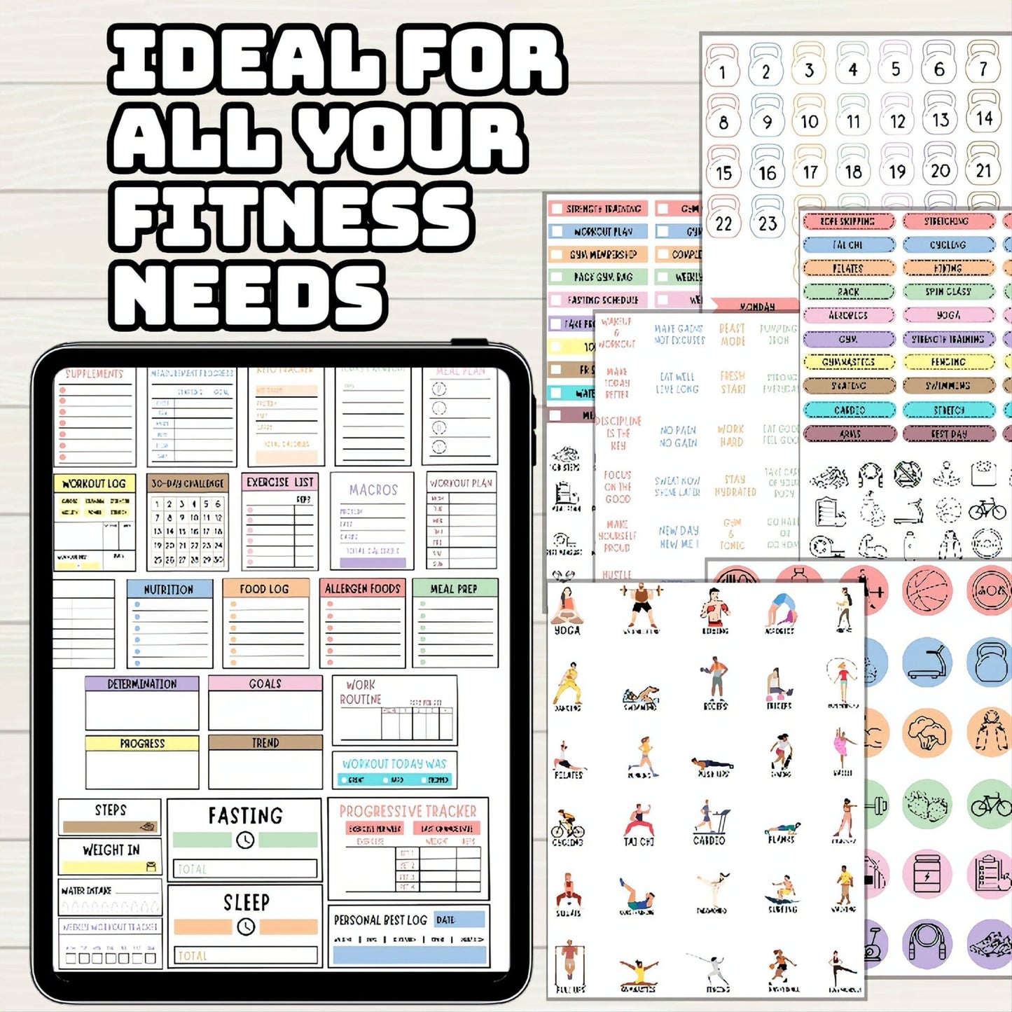 Fitness Digital Stickers - 300+ Stickers, Goodnotes file, Pre-Cropped Individuals, PNGs Digital Stickers, Pre-cropped iPad Workout Stickers - Digital Agenda Co.