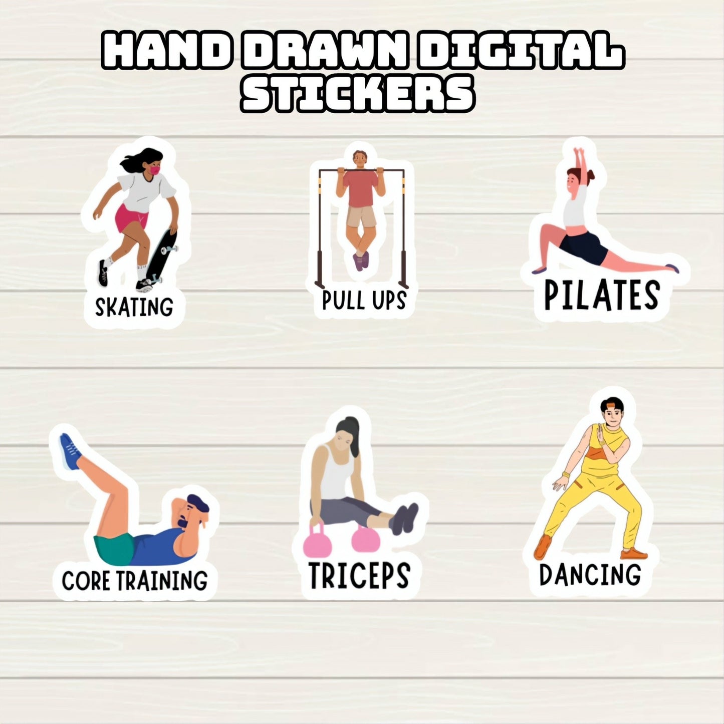 Fitness Digital Stickers - 300+ Stickers, Goodnotes file, Pre-Cropped Individuals, PNGs Digital Stickers, Pre-cropped iPad Workout Stickers - Digital Agenda Co.