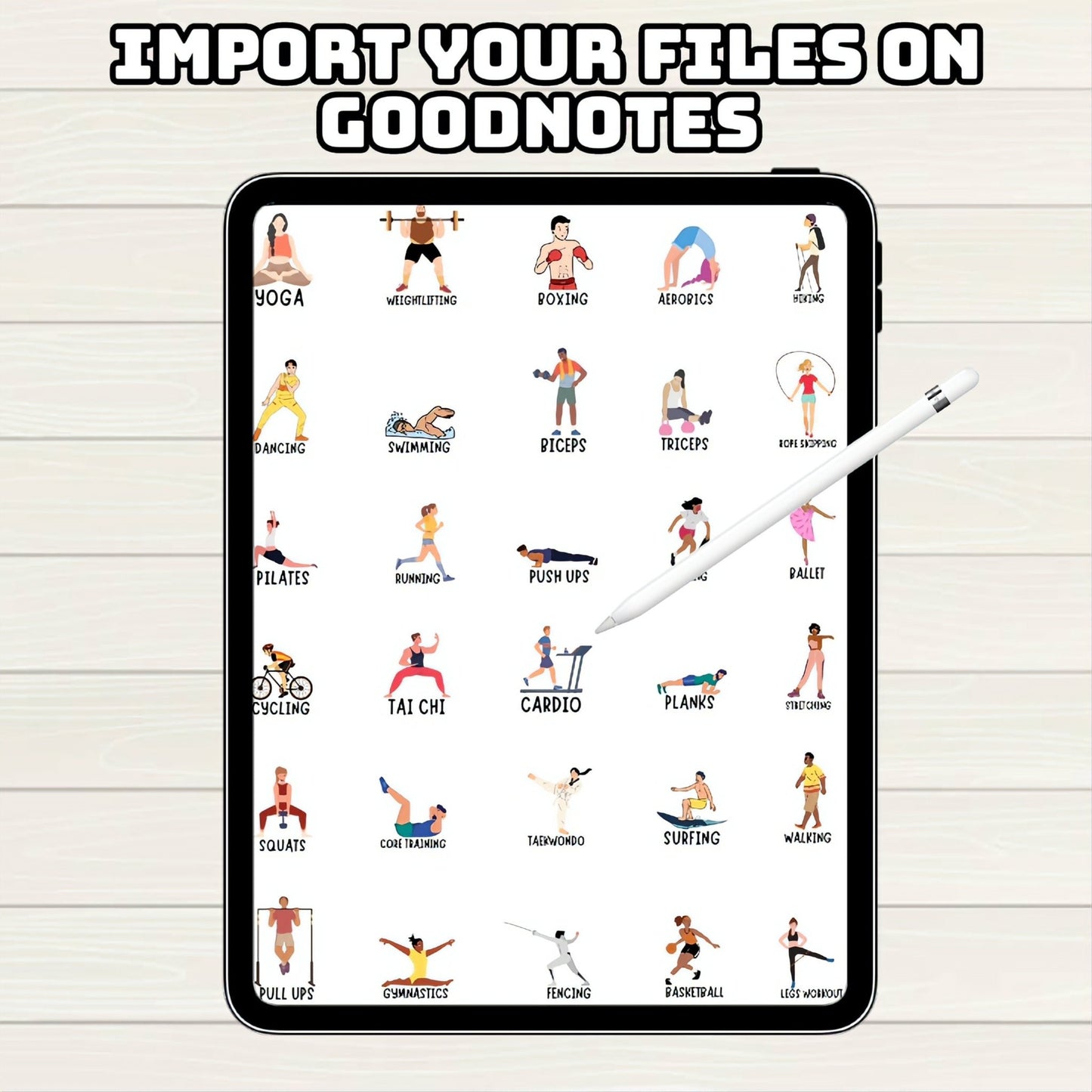 Fitness Digital Stickers - 300+ Stickers, Goodnotes file, Pre-Cropped Individuals, PNGs Digital Stickers, Pre-cropped iPad Workout Stickers - Digital Agenda Co.