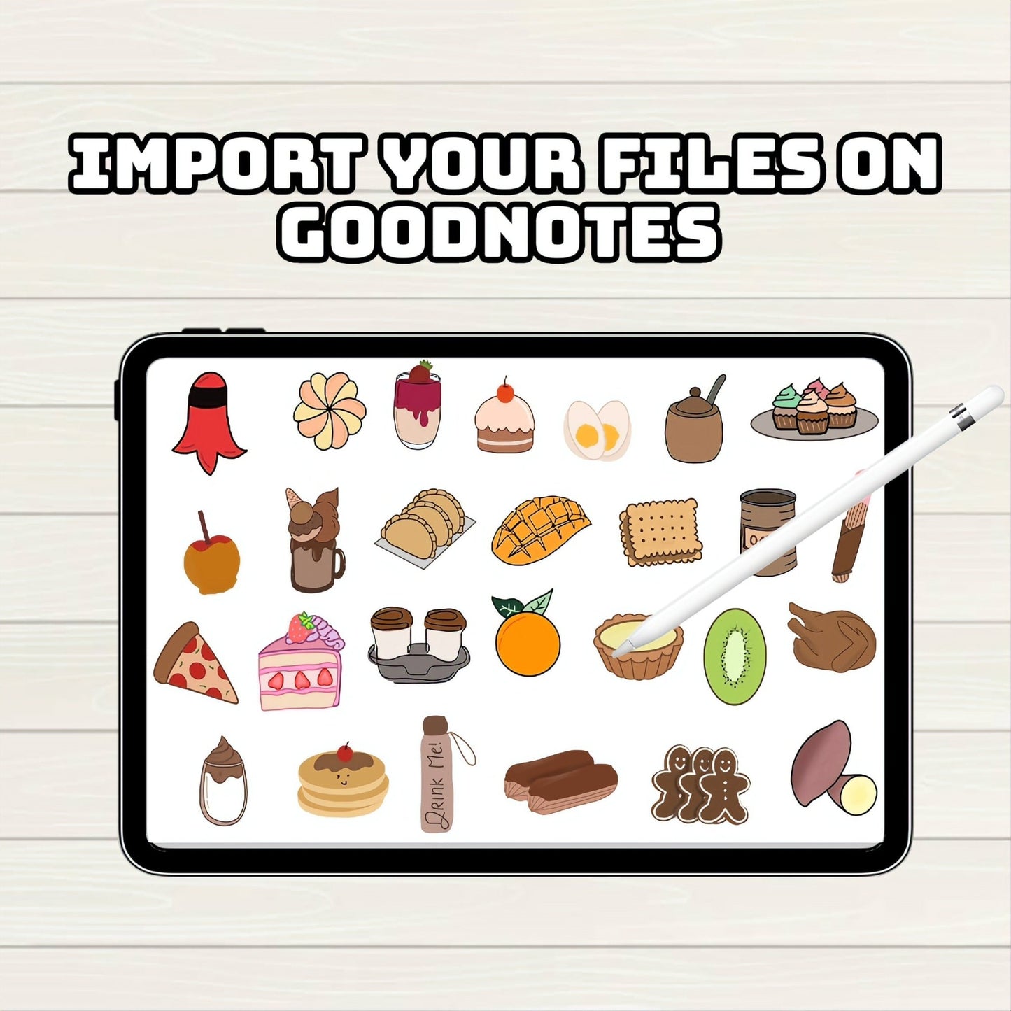 Food and Drink 3 of 3 Digital Stickers - 200 Stickers, Goodnotes file, Pre-Cropped Individuals, PNGs Digital, Pre-cropped iPad Stickers - Digital Agenda Co.