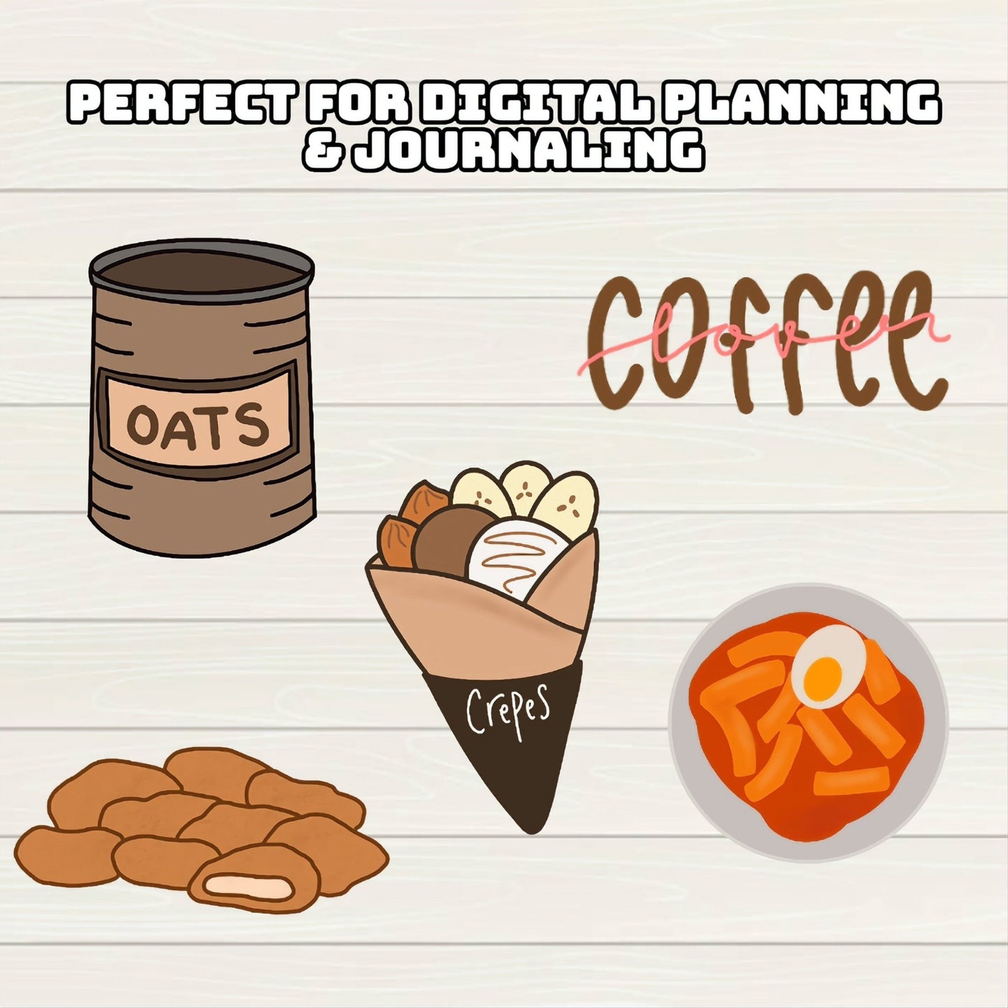 Food and Drink 3 of 3 Digital Stickers - 200 Stickers, Goodnotes file, Pre-Cropped Individuals, PNGs Digital, Pre-cropped iPad Stickers - Digital Agenda Co.