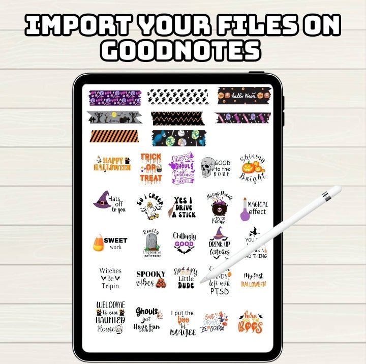 Halloween Planner Stickers - 200+ Stickers, Goodnotes file, Pre-Cropped Individuals, PNGs Digital Stickers, Pre-cropped iPad Stickers - Digital Agenda Co.