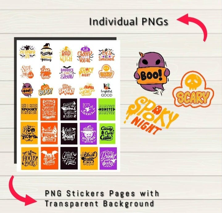 Halloween Planner Stickers - 200+ Stickers, Goodnotes file, Pre-Cropped Individuals, PNGs Digital Stickers, Pre-cropped iPad Stickers - Digital Agenda Co.