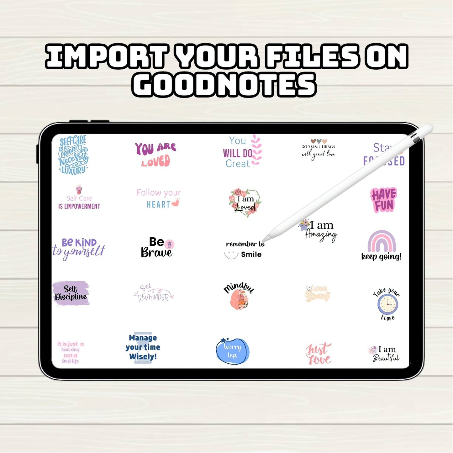Self Care Digital Stickers - 200+ Stickers, Goodnotes file, Pre-Cropped Individuals, PNGs Digital Stickers, Pre-cropped iPad Stickers - Digital Agenda Co.