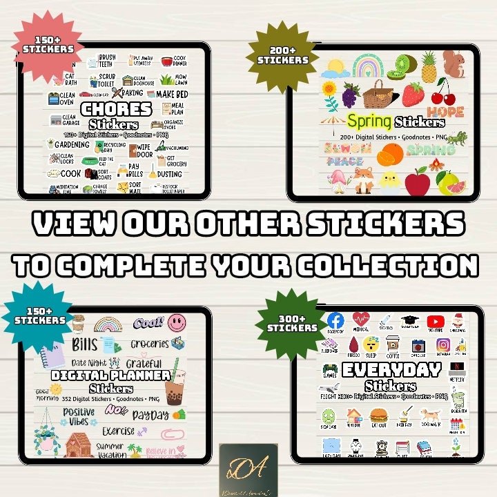 Self Care Digital Stickers - 200+ Stickers, Goodnotes file, Pre-Cropped Individuals, PNGs Digital Stickers, Pre-cropped iPad Stickers - Digital Agenda Co.
