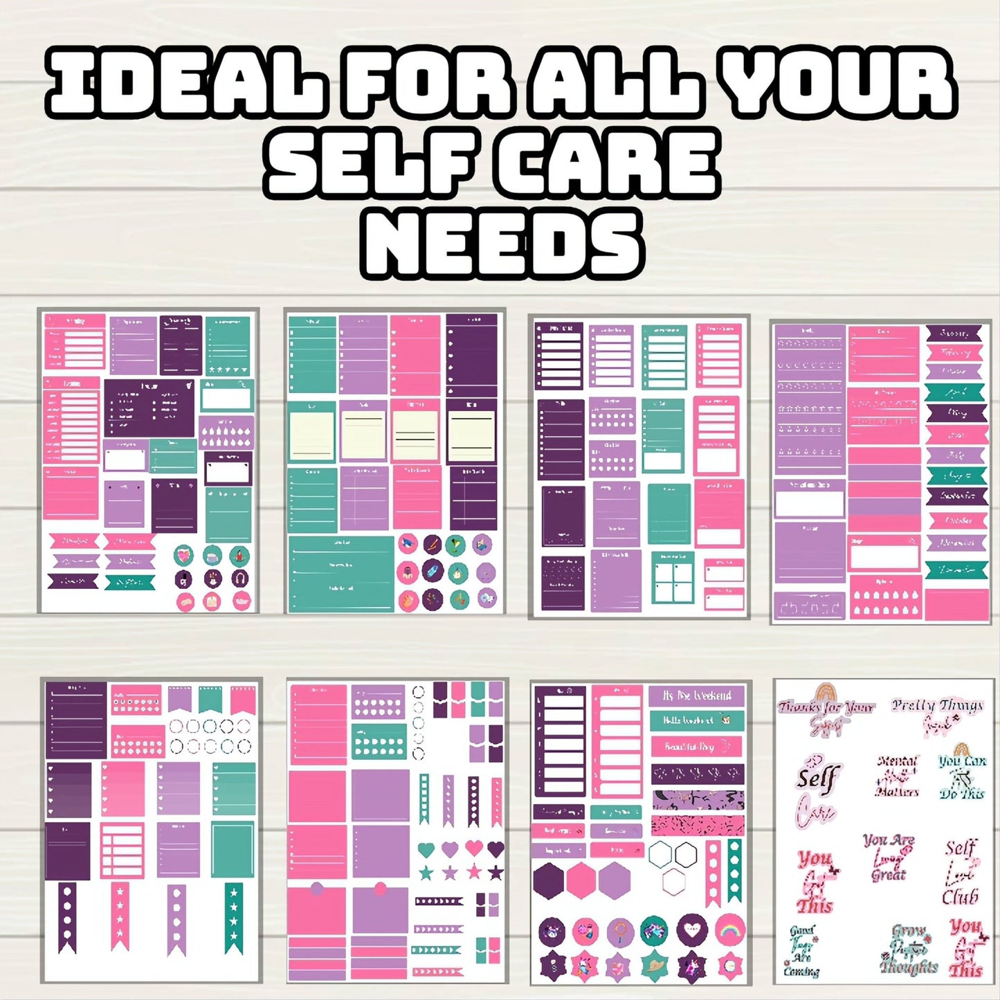 Self Care Planner Digital Stickers - 150+ Stickers, Goodnotes file, Pre-Cropped Individuals, PNGs Widgets, Pre-cropped iPad Stickers - Digital Agenda Co.