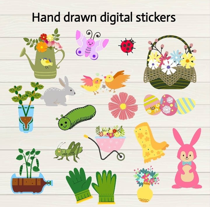 Spring Digital Stickers - 200+ Goodnotes file, Pre-Cropped Individuals, PNGs Digital Stickers, Pre-cropped iPad Stickers, - Digital Agenda Co.