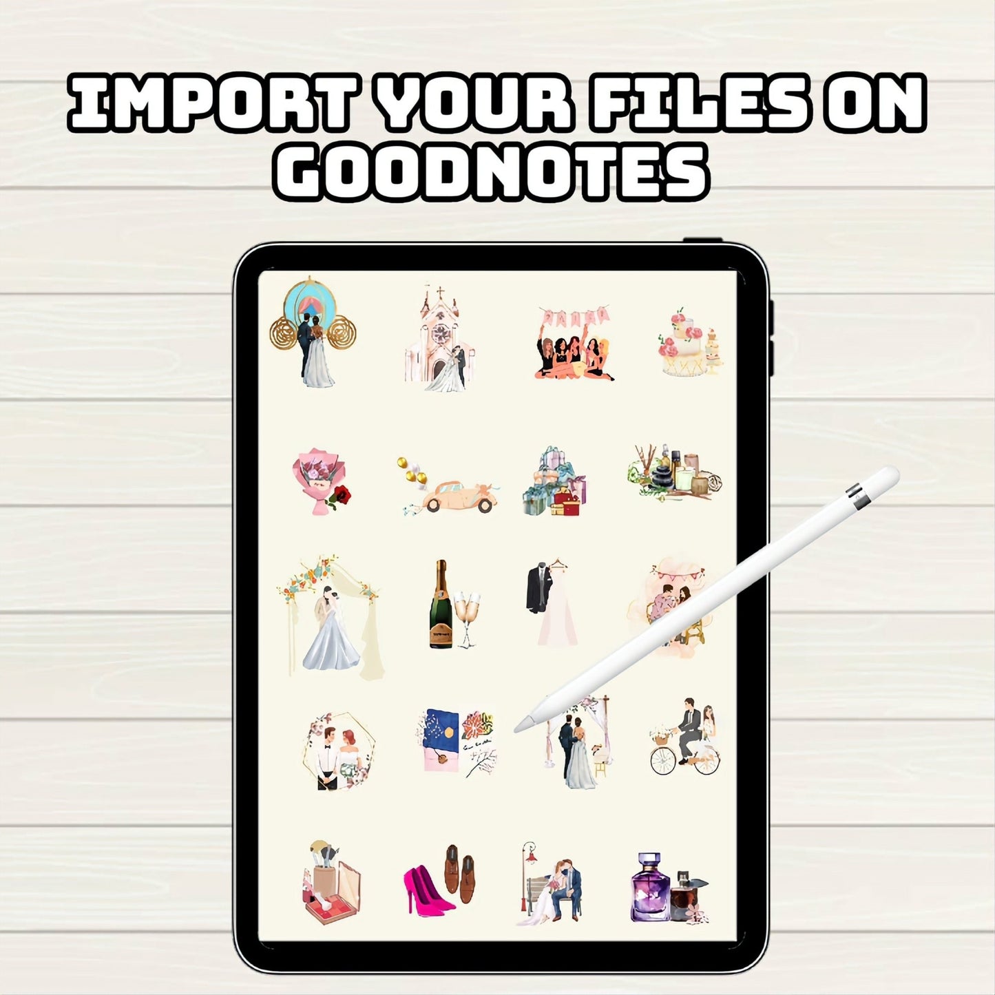 Wedding Digital Stickers - 200+ Stickers, Goodnotes file, Pre-Cropped Individuals, PNGs Digital Stickers, Pre-cropped iPad Stickers - Digital Agenda Co.