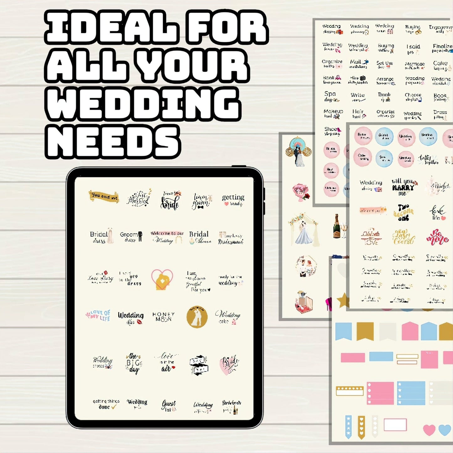 Wedding Digital Stickers - 200+ Stickers, Goodnotes file, Pre-Cropped Individuals, PNGs Digital Stickers, Pre-cropped iPad Stickers - Digital Agenda Co.