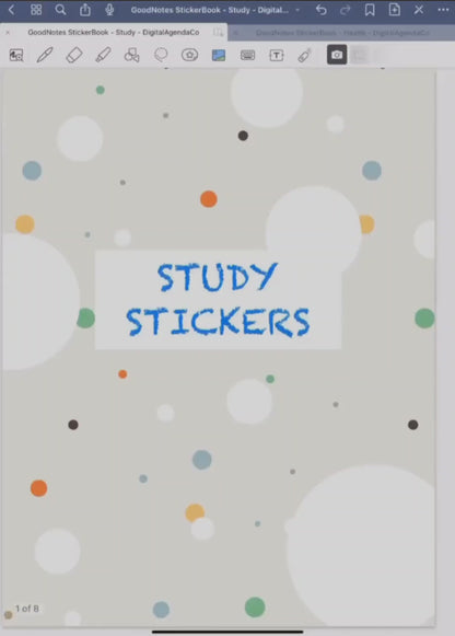 Study Digital Stickers - 200+ Stickers, Goodnotes file, Pre-Cropped Individuals, PNGs Digital Stickers, Pre-cropped iPad Stickers