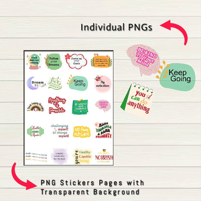 Diet Digital Stickers - 200 Stickers, Goodnotes file, Pre-Cropped Individuals, PNGs Digital Stickers, Pre-cropped iPad Stickers - Digital Agenda Co.