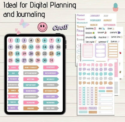 Digital Planner Digital Stickers - 350+ Stickers, Goodnotes file, Pre-Cropped Individuals, PNGs Digital Stickers, Pre-cropped iPad Stickers - Digital Agenda Co.