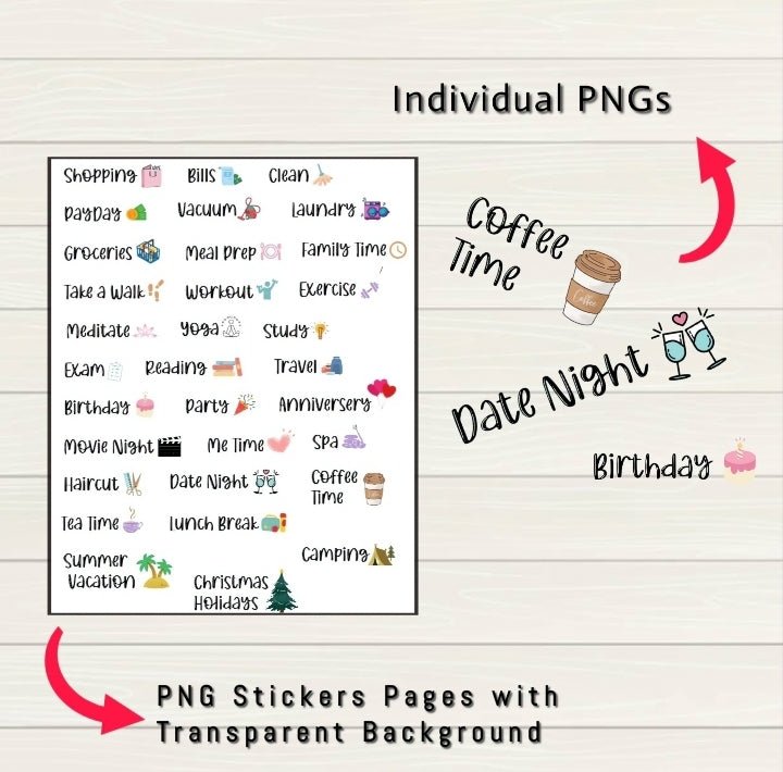 Digital Planner Digital Stickers - 350+ Stickers, Goodnotes file, Pre-Cropped Individuals, PNGs Digital Stickers, Pre-cropped iPad Stickers - Digital Agenda Co.