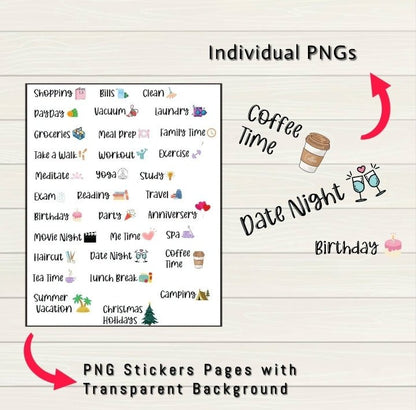 Digital Planner Digital Stickers - 350+ Stickers, Goodnotes file, Pre-Cropped Individuals, PNGs Digital Stickers, Pre-cropped iPad Stickers - Digital Agenda Co.