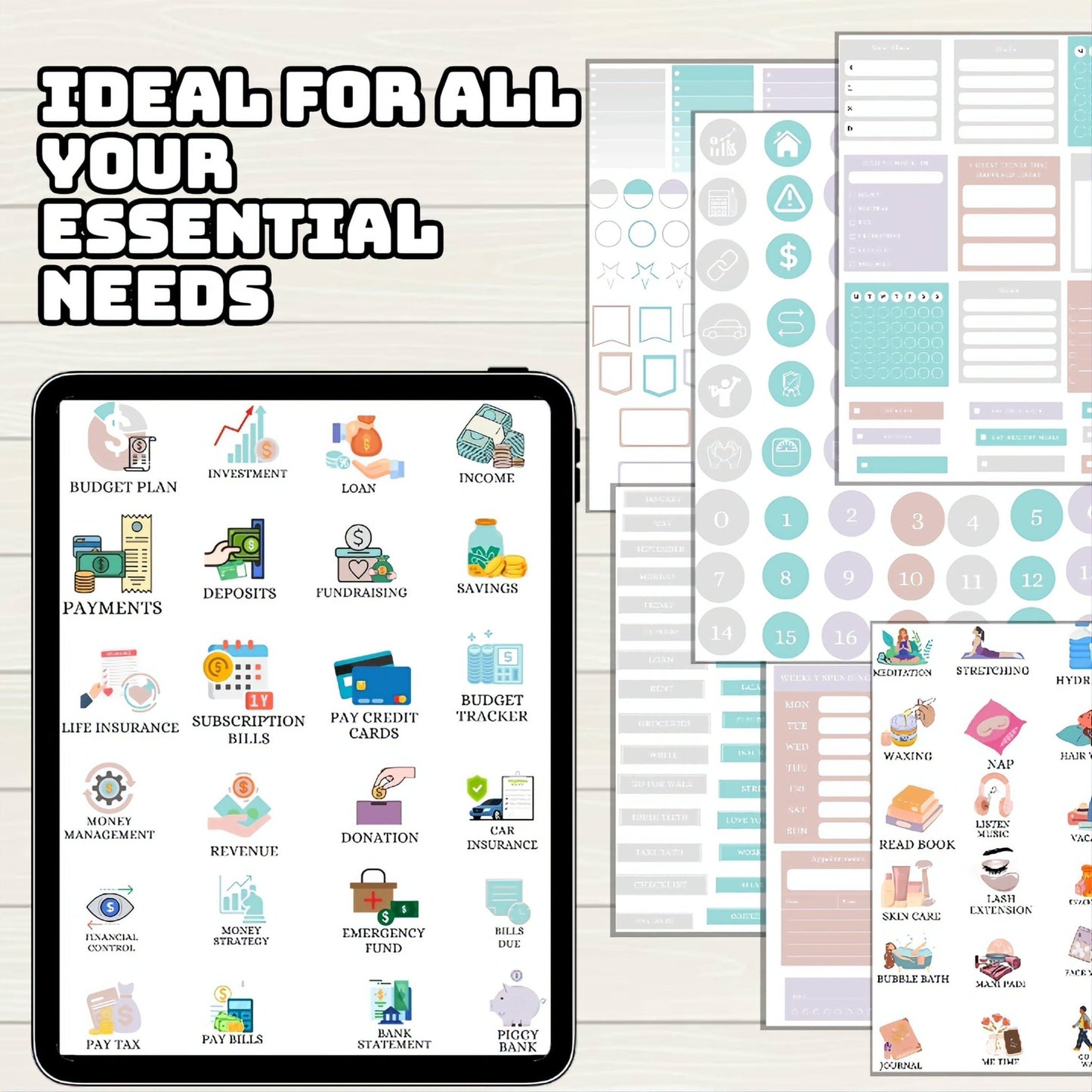 Essentials Digital Stickers - 242 Stickers, Goodnotes file, Pre-Cropped Individuals, PNGs Digital Stickers, Pre-cropped iPad Stickers - Digital Agenda Co.