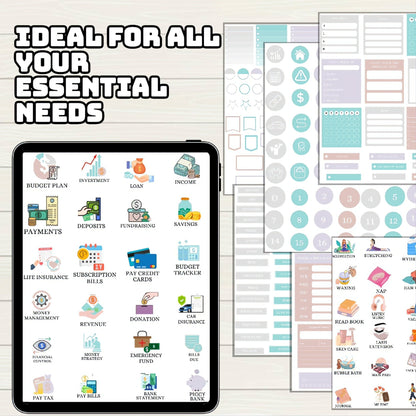 Essentials Digital Stickers - 242 Stickers, Goodnotes file, Pre-Cropped Individuals, PNGs Digital Stickers, Pre-cropped iPad Stickers - Digital Agenda Co.