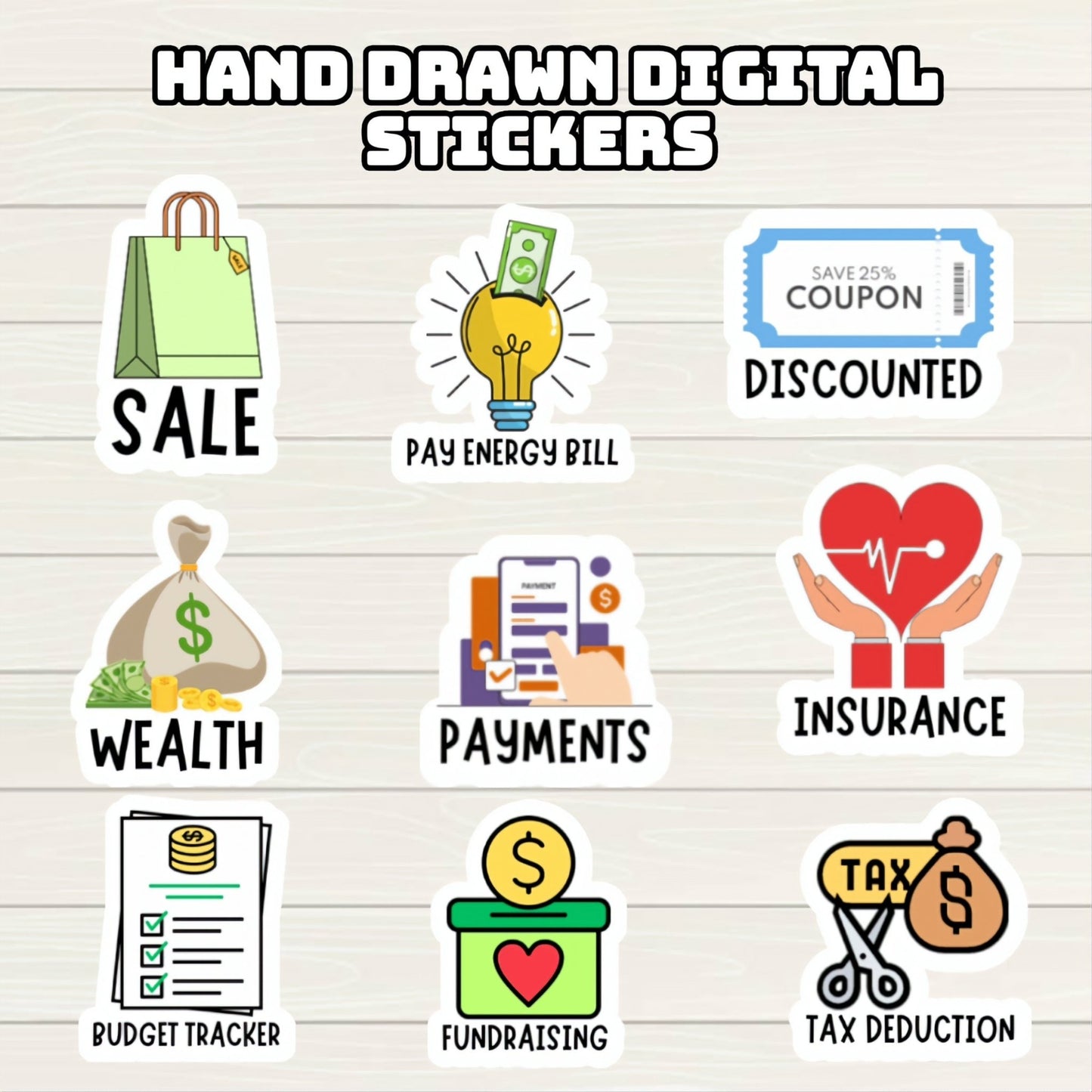 Financial Digital Stickers - 200+ Stickers, Goodnotes file, Pre-Cropped Individuals, PNGs Digital Stickers, Pre-cropped iPad Stickers - Digital Agenda Co.