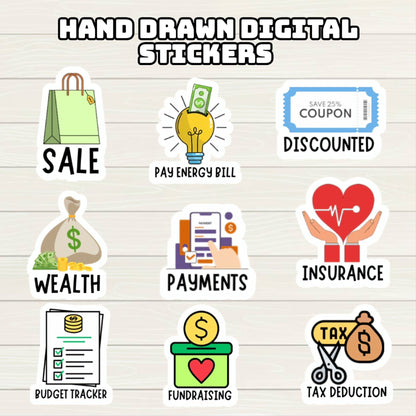 Financial Digital Stickers - 200+ Stickers, Goodnotes file, Pre-Cropped Individuals, PNGs Digital Stickers, Pre-cropped iPad Stickers - Digital Agenda Co.