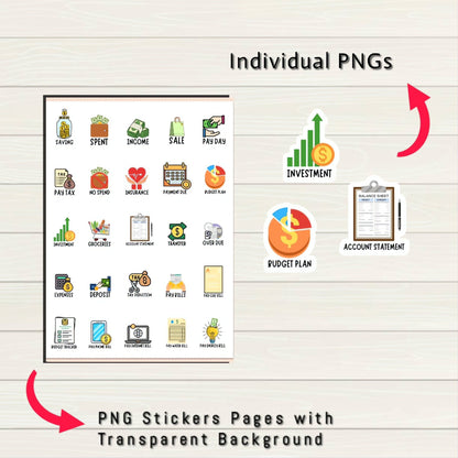 Financial Digital Stickers - 200+ Stickers, Goodnotes file, Pre-Cropped Individuals, PNGs Digital Stickers, Pre-cropped iPad Stickers - Digital Agenda Co.