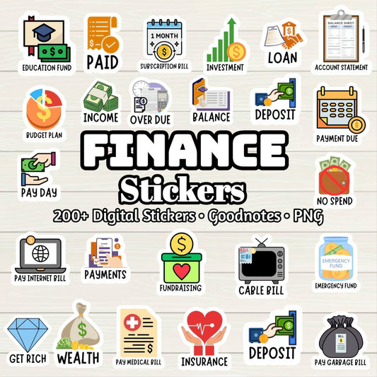 Financial Digital Stickers - 200+ Stickers, Goodnotes file, Pre-Cropped Individuals, PNGs Digital Stickers, Pre-cropped iPad Stickers - Digital Agenda Co.
