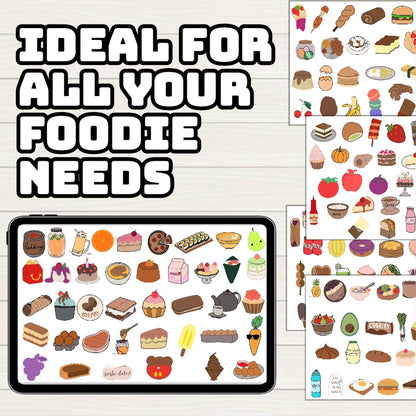 Food and Drink 2 of 3 Digital Stickers - 200 Stickers, Goodnotes file, Pre-Cropped Individuals, PNGs Digital, Pre-cropped iPad Stickers - Digital Agenda Co.