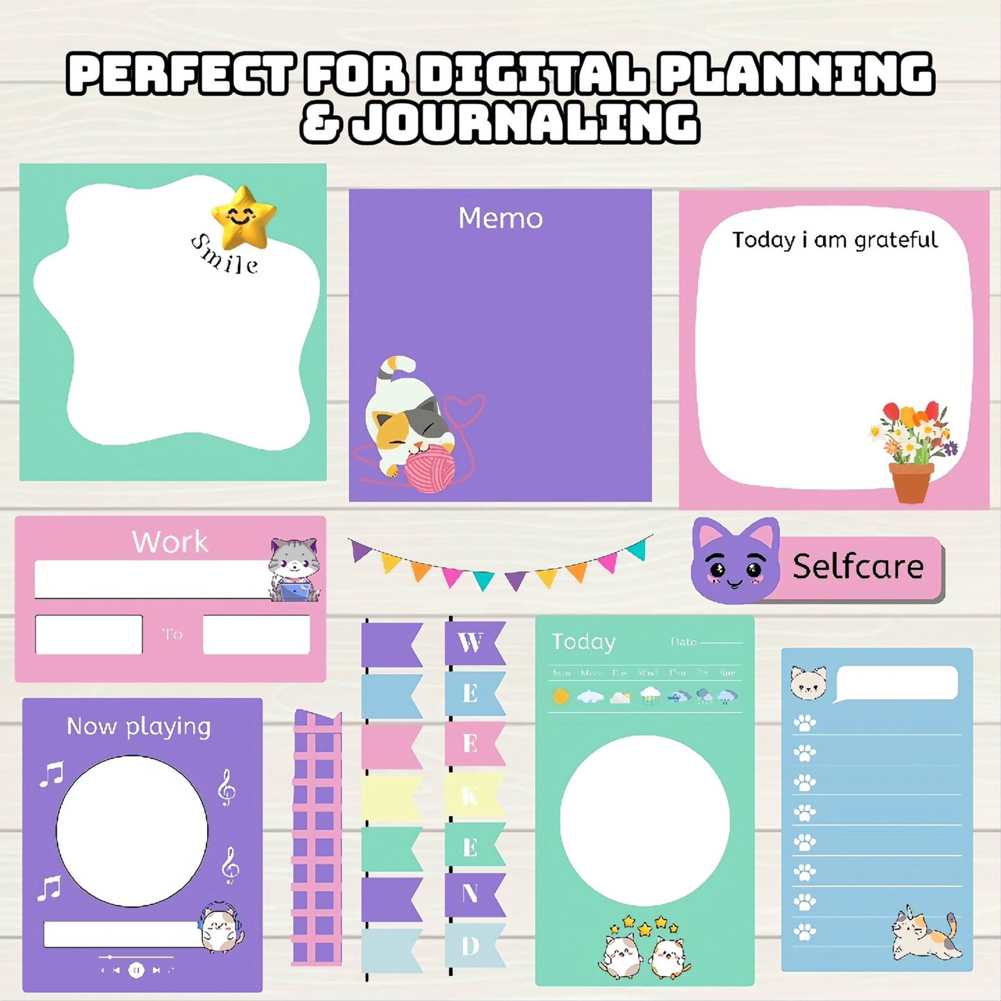 Kawaii Digital Stickers - 250 Stickers, Goodnotes file, Pre-Cropped Individuals, PNGs Digital, Pre-cropped iPad Stickers Goodnotes Book - Digital Agenda Co.