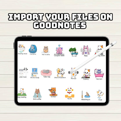 Kawaii Digital Stickers - 250 Stickers, Goodnotes file, Pre-Cropped Individuals, PNGs Digital, Pre-cropped iPad Stickers Goodnotes Book - Digital Agenda Co.