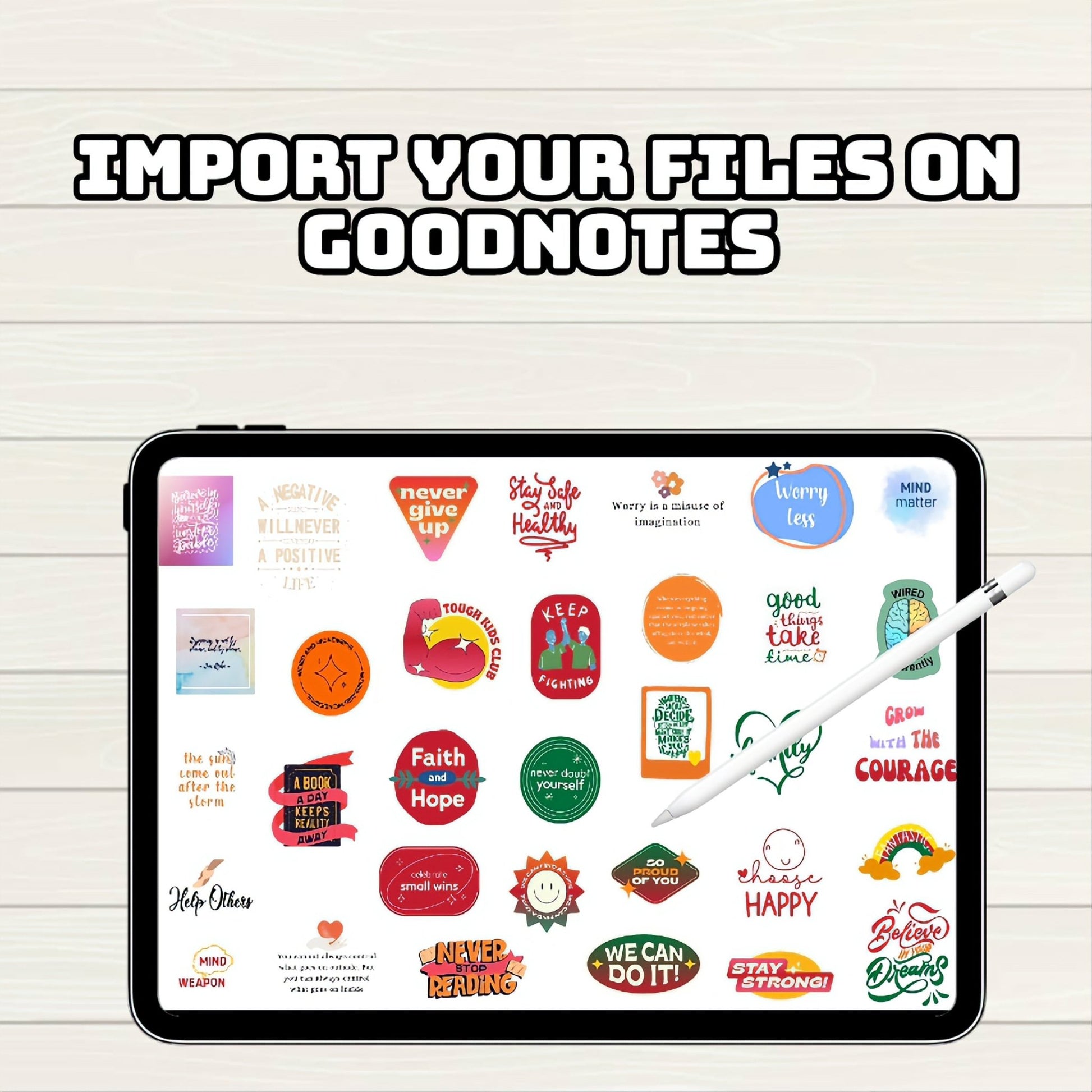 Motivational Digital Stickers - 200 Stickers, Goodnotes file, Pre-Cropped Individuals, PNGs Digital Stickers, Pre-cropped iPad Stickers - Digital Agenda Co.