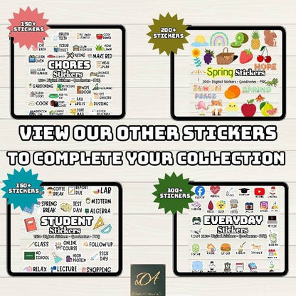 Motivational Digital Stickers - 200 Stickers, Goodnotes file, Pre-Cropped Individuals, PNGs Digital Stickers, Pre-cropped iPad Stickers - Digital Agenda Co.