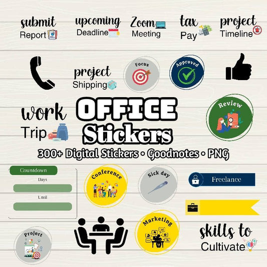 Office Digital Stickers - 300+ Stickers, Goodnotes file, Pre-Cropped Individuals, PNGs Digital Stickers, Pre-cropped iPad Stickers - Digital Agenda Co.