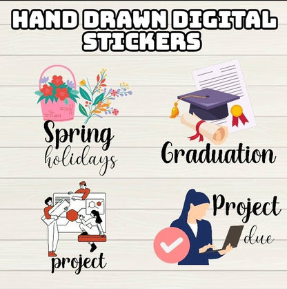 Study Digital Stickers - 200+ Stickers, Goodnotes file, Pre-Cropped Individuals, PNGs Digital Stickers, Pre-cropped iPad Stickers - Digital Agenda Co.