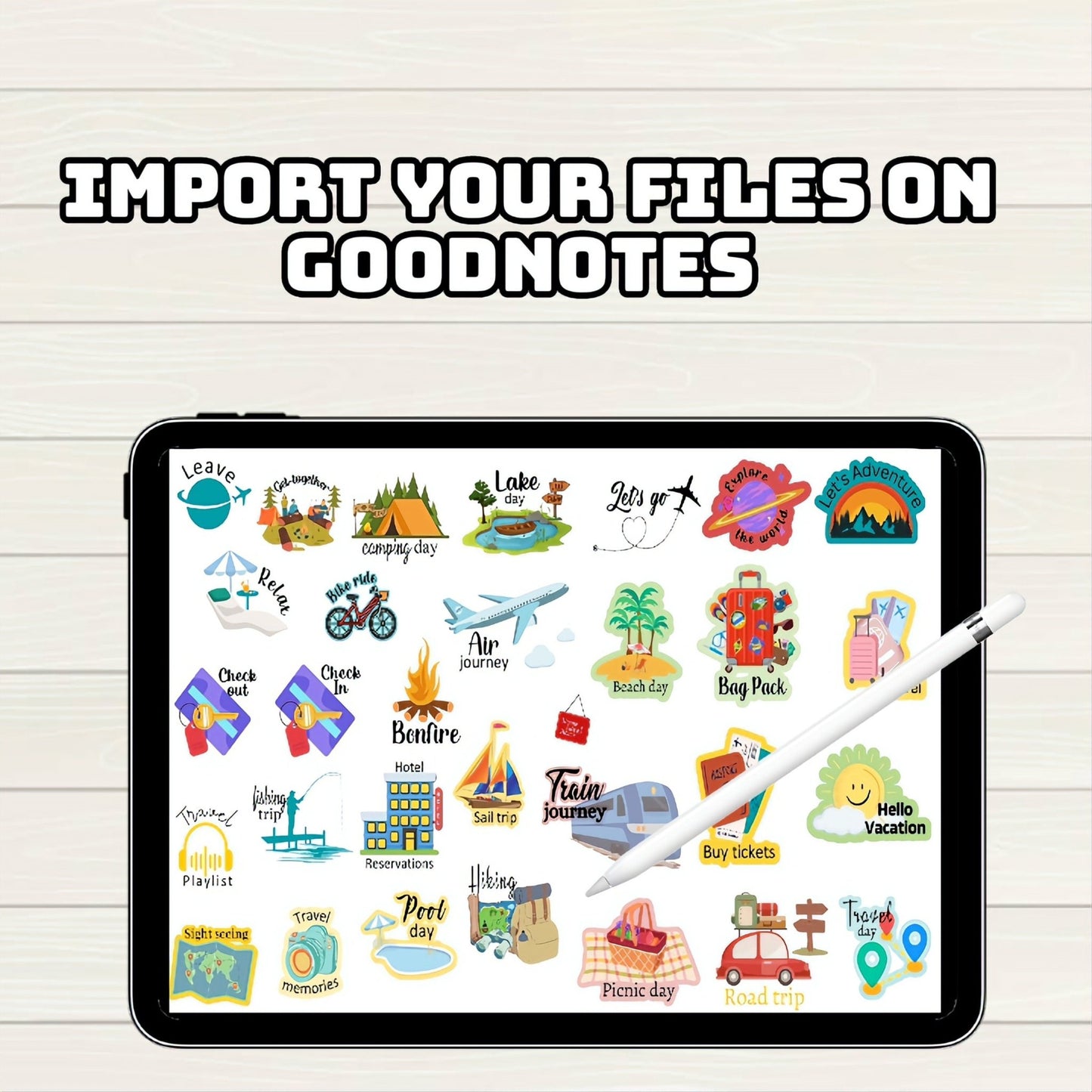 Travel Digital Stickers - 200+ Stickers, Goodnotes file, Pre-Cropped Individuals, PNGs Digital Stickers, Pre-cropped iPad Stickers - Digital Agenda Co.